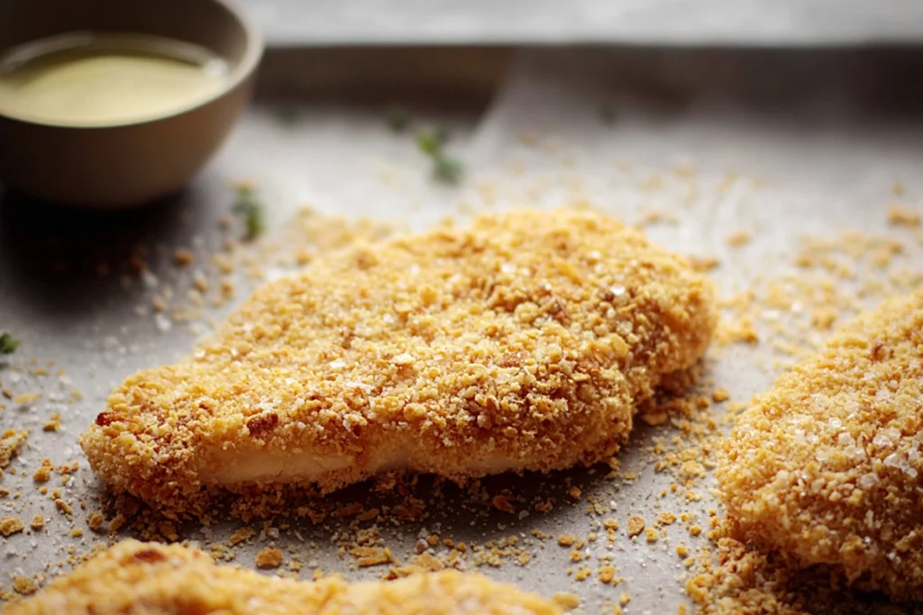 Close-up texture of crispy chicken used in an Extra Crispy Chicken Wrap