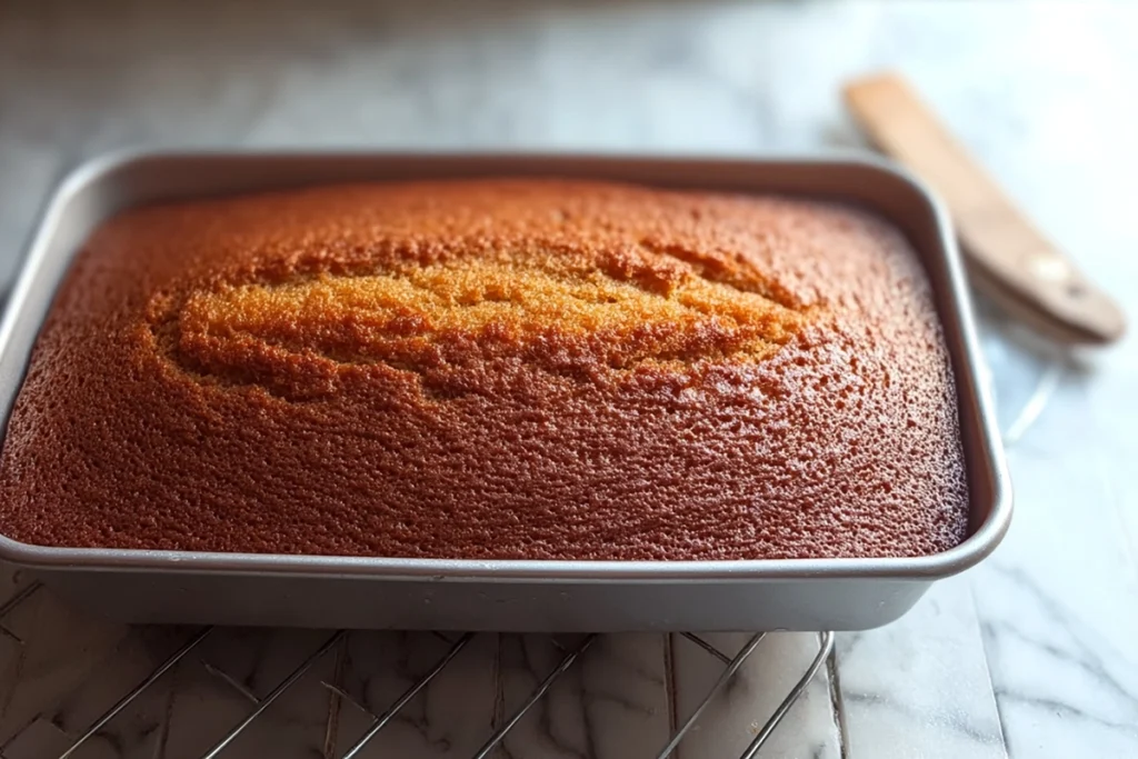 Finished Greek Honey Cake slice on a modern plate with honey glaze