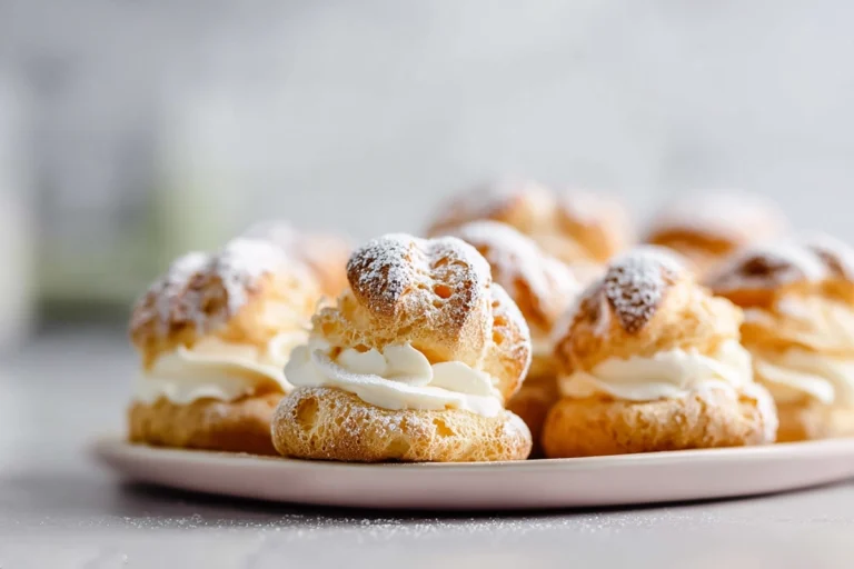 Light Choux Pastries arranged on a modern plate in a bright kitchen