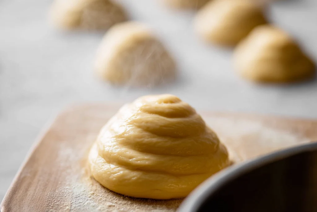 Panade dough for Light Choux Pastries forming in a saucepan