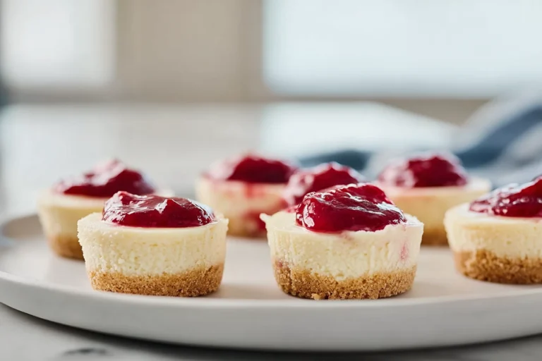 photorealistic mini cheesecakes on plate in modern kitchen