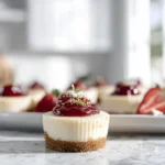 Mini Cherry Lime Greek Yogurt Cheesecakes on modern kitchen counter