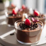 Photorealistic hero shot of Mini Chocolate Mousse Cups in a modern kitchen