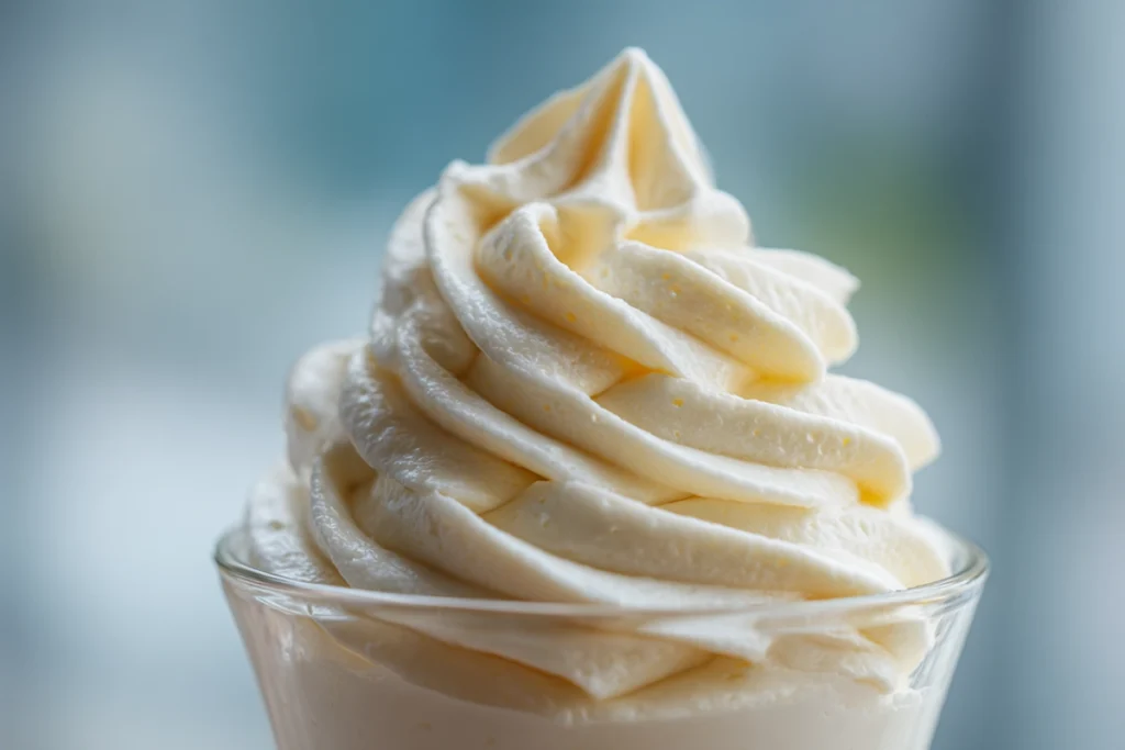 Close-up macro shot of creamy cheesecake filling piped into no-bake cheesecake cups