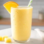 8k hero image of a pineapple orange smoothie on a modern kitchen counter