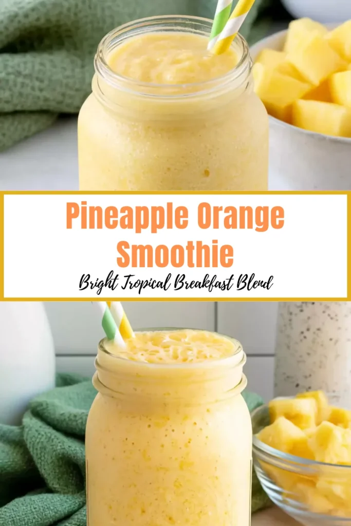 Easy pineapple orange smoothie recipe made with banana, yogurt, and citrus
