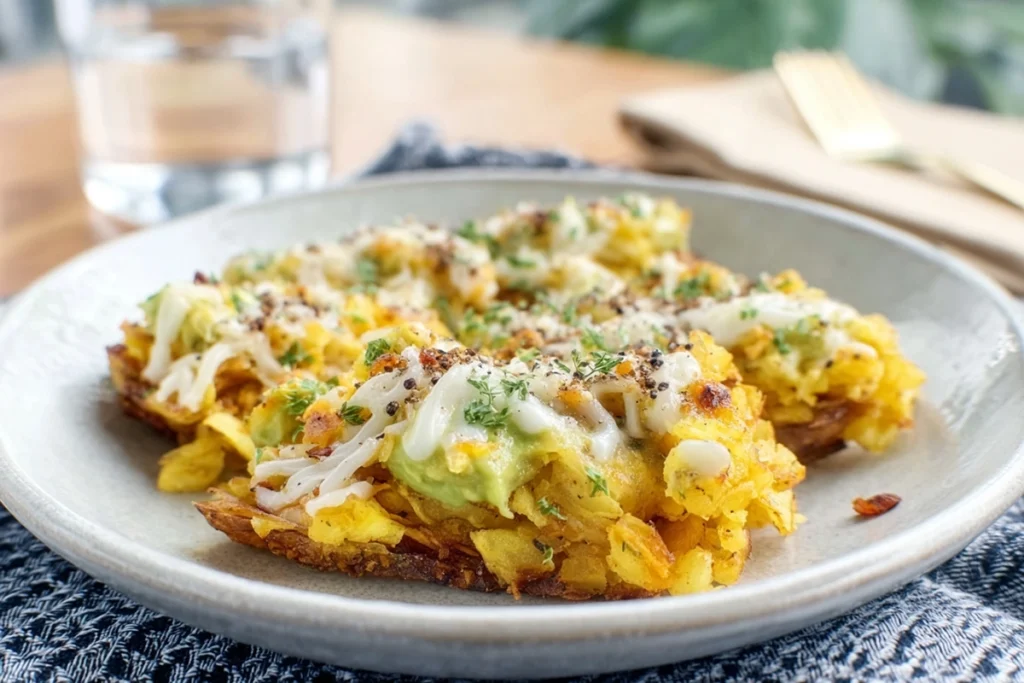 served bowl of protein loaded breakfast hash browns with crisp and creamy texture