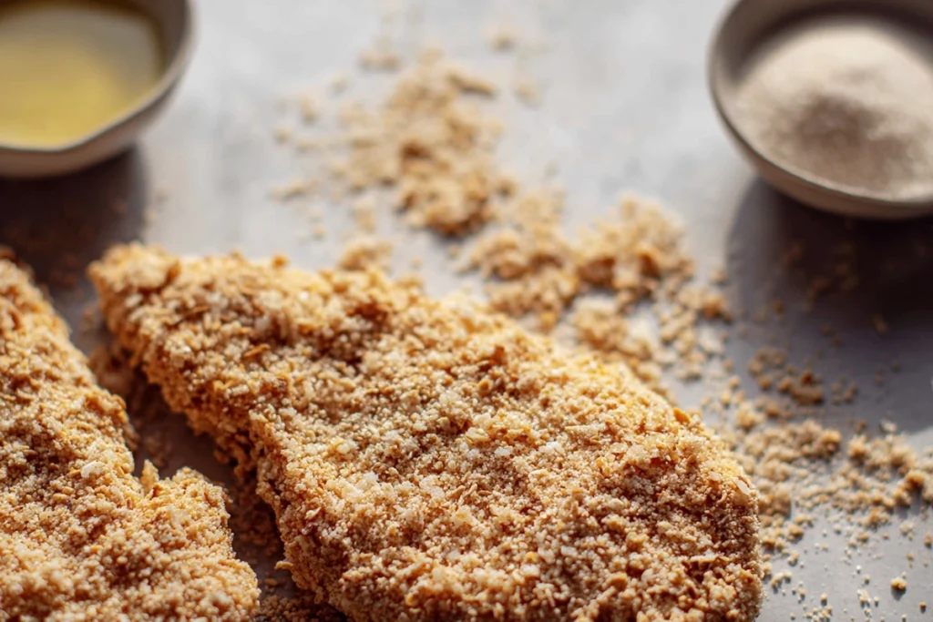 Macro texture of pretzel crust for Pretzel Chicken Mustard Cheddar Sauce