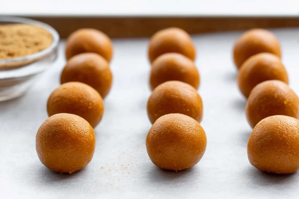 rolled pumpkin cheesecake truffle centers on parchment