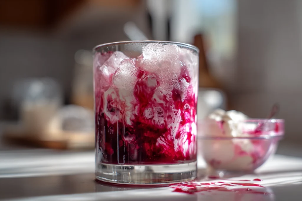 Step-by-step preparation scene for Raspberry Dream Dirty Soda