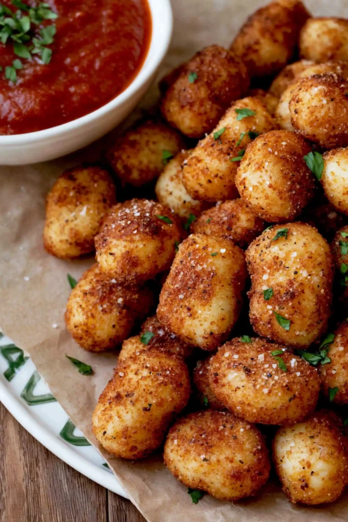 Crispy Air Fryer Gnocchi for an Easy No-Boil Side 8 Seasoned Air Fryer Gnocchi with parmesan, garlic, oregano, pepper, and parsley
