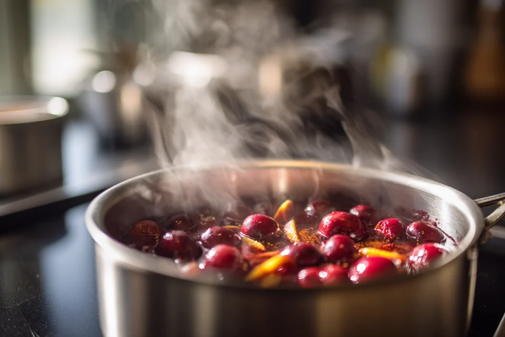Straining Homemade Dr. Pepper syrup through a metal sieve