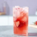 8K photorealistic Starbucks Strawberry Acai Refresher Copycat hero shot in modern kitchen