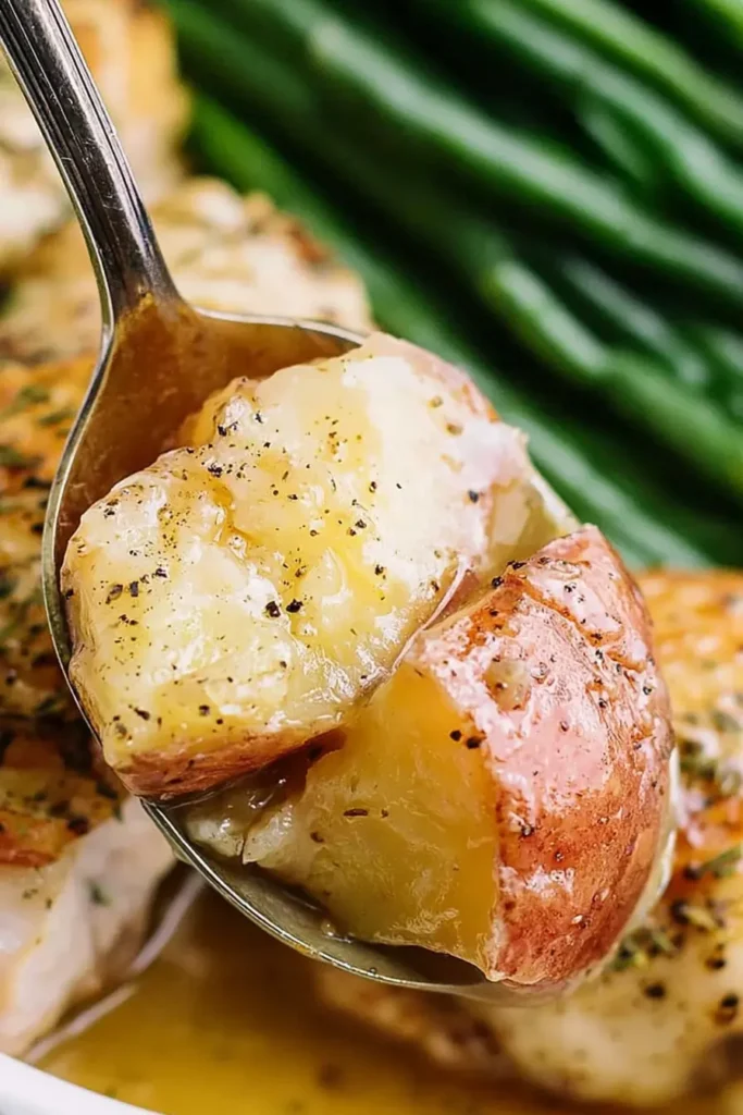 Seasoned Chicken Potatoes and Green Beans in the Slow Cooker 9 Tender red potato with seasoned chicken potatoes and green beans