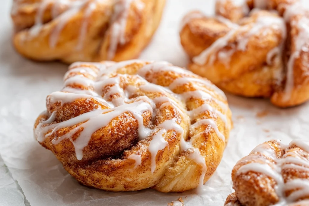 Freshly baked yeast risen dessert cooling on rack in bright modern kitchen