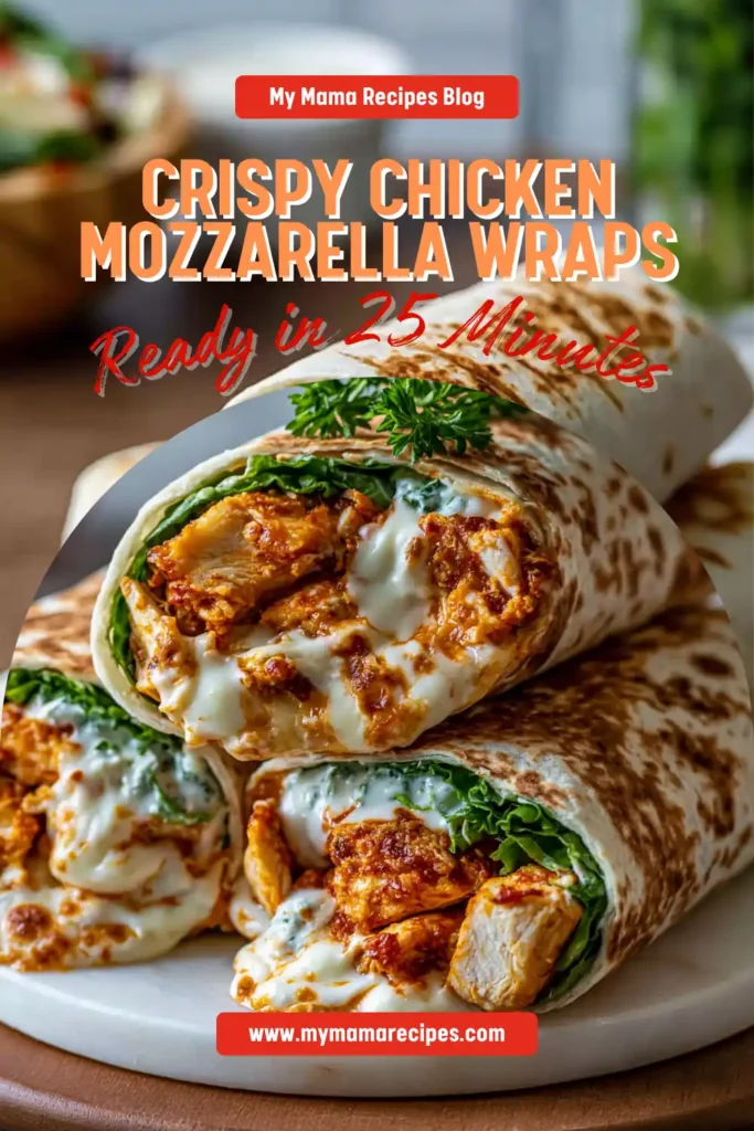 Air Fryer Chicken Mozzarella Wraps (Crispy, Easy Weeknight Dinner) 4 Air Fryer Chicken Mozzarella Wraps recipe with crispy tortillas, seasoned chicken, spinach, and melted cheese
