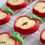Photorealistic hero shot of apple slice bake cookies on white plate in modern kitchen