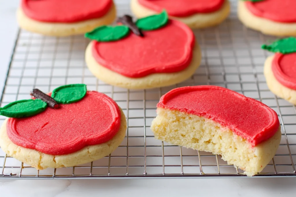 Serving plate with warm apple slice bake cookies styled in modern kitchen