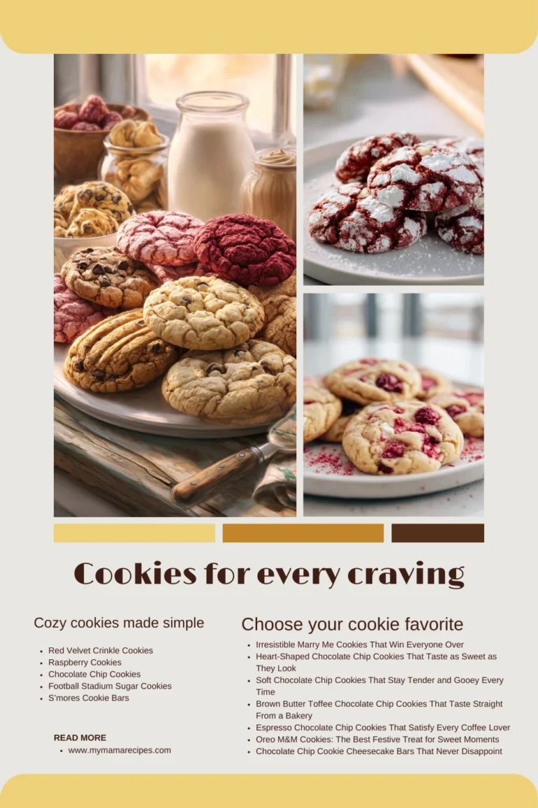 A warm roundup image showcasing best cookie recipes with soft cookies, chocolate cookies, and festive cookie bars.