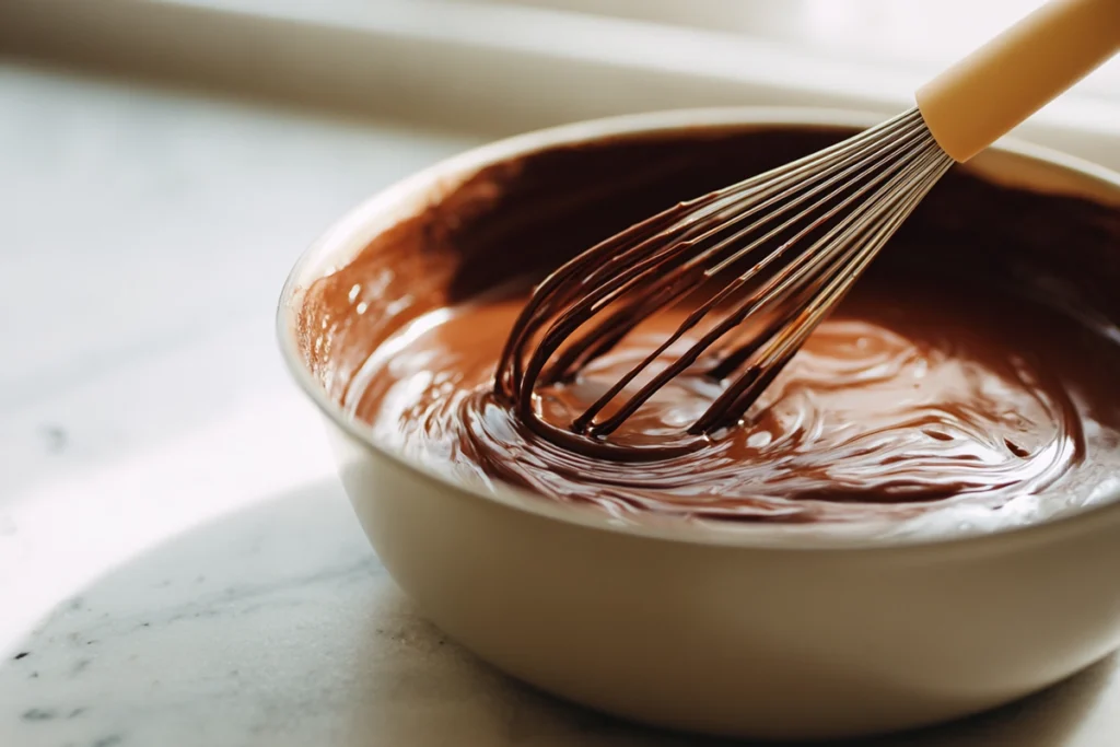 mixing bowl with fudgy brownie batter for brookies preparation