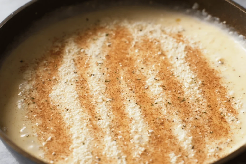 Cajun-seasoned chicken searing in a skillet for Cajun Chicken Alfredo