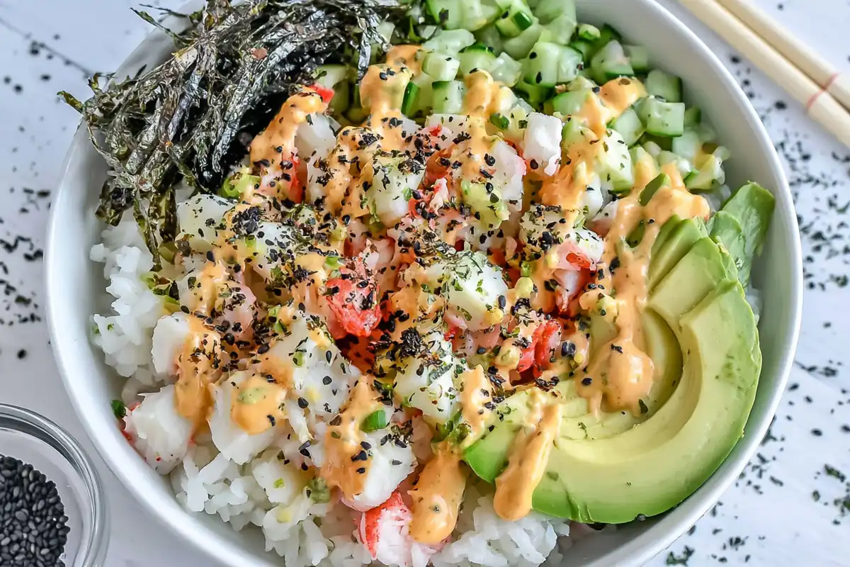 California Roll Sushi Bowls with Creamy Spicy Mayo 1 Mohamed Ayad's California Roll Sushi Bowls Recipe