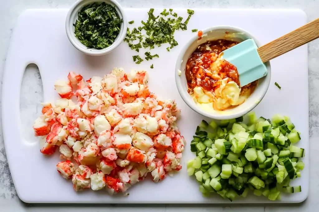 California Roll Sushi Bowls with Creamy Spicy Mayo 4 Chopped imitation crab, cucumber, avocado, nori, and spicy mayo for California Roll Sushi Bowls