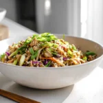 finished Chicken Egg Roll Bowls hero image in a modern kitchen with fresh garnish