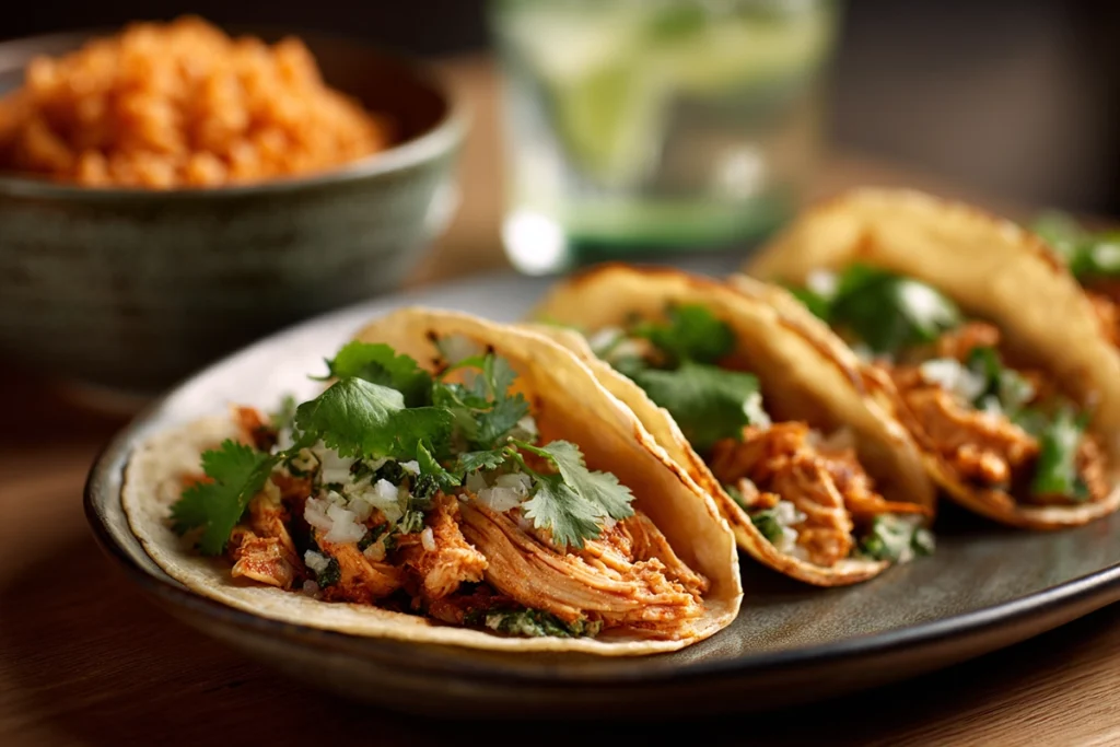 Chicken Street Tacos served fresh with lime and classic toppings