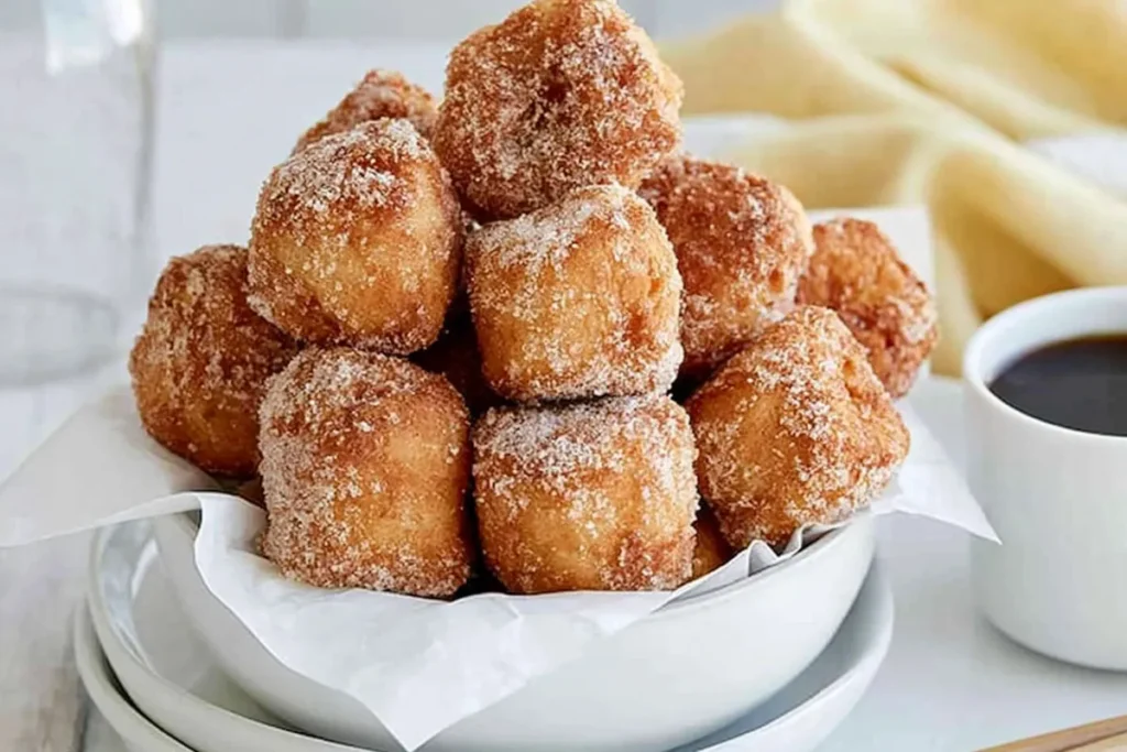 Cinnamon French Toast Bites with maple syrup for dipping