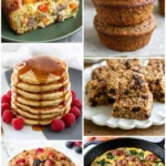 Pinterest hero image featuring assorted easy breakfast recipes arranged beautifully for a breakfast roundup.