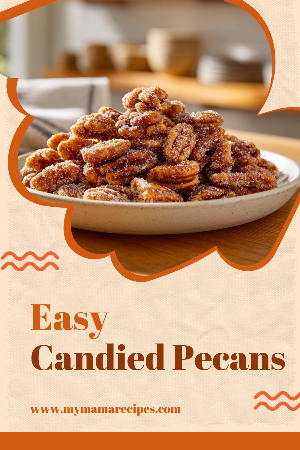 Easy Candied Pecans made at home with cinnamon sugar