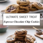 espresso chocolate chip cookies recipe image for Pinterest