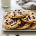 photorealistic hero shot of half batch chocolate chip cookies on a modern kitchen counter