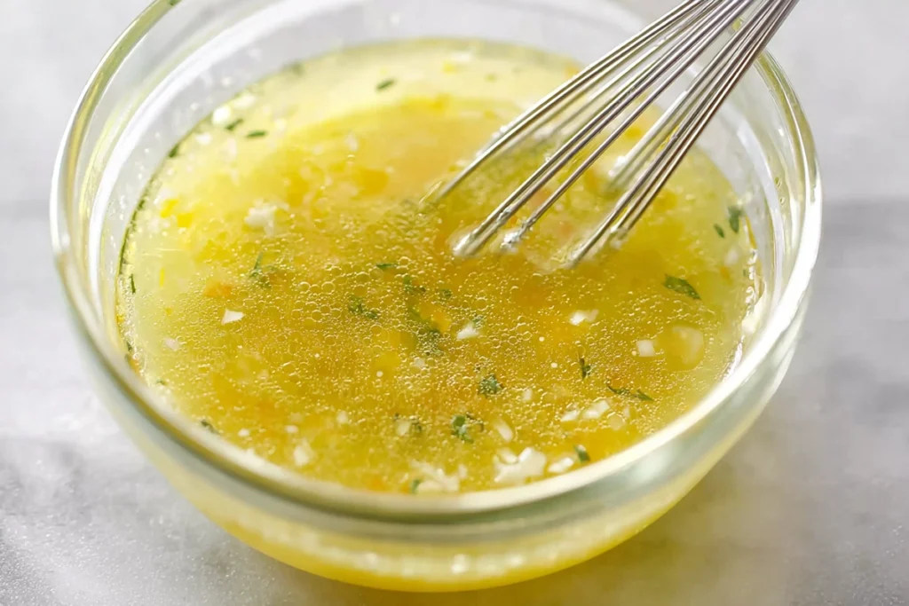 Lemon butter sauce being mixed for Baked Lemon Butter Chicken