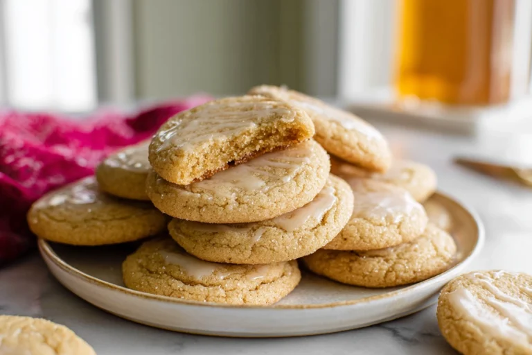 photorealistic hero shot of maple brown sugar cookies on modern kitchen counter