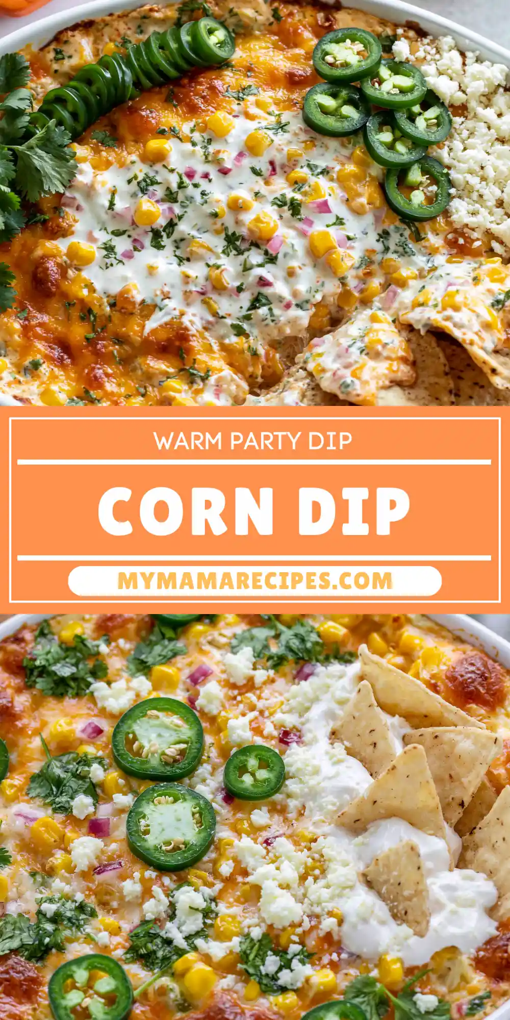Mexican street corn dip recipe served warm with chips and cotija cheese