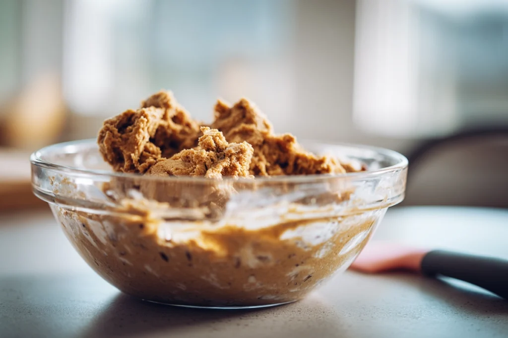 Cookie dough mixed with apple slices for apple slice bake cookies