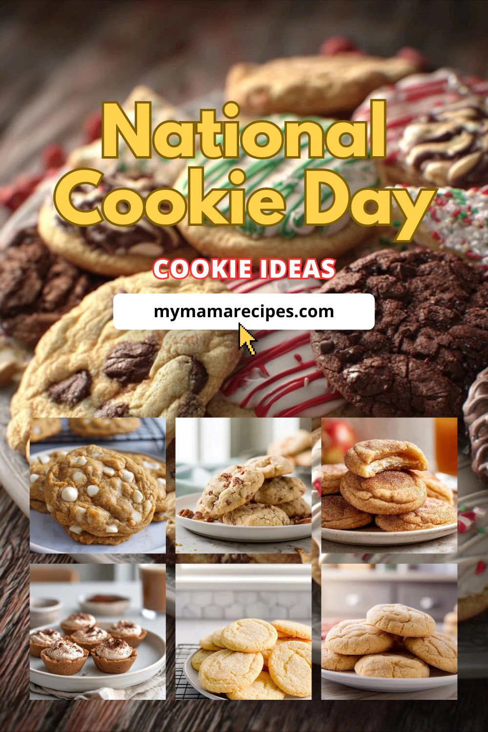 Beautiful cookie assortment for National Cookie Day displayed in a photorealistic roundup scene