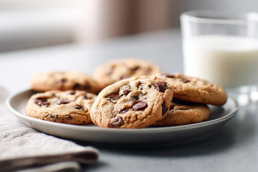 Freshly baked one cookie dough cookies served on a modern plate