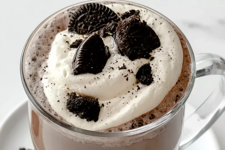 Mohamed Ayad's Oreo Hot Chocolate Recipe with whipped cream and crushed Oreo cookies