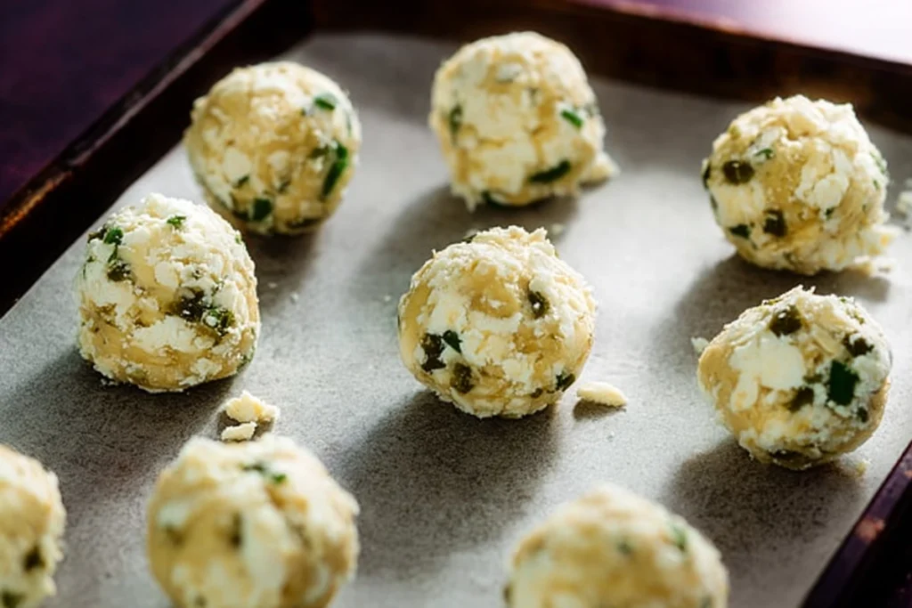cheese and jalapeño mixture shaped into rattlesnake bites balls