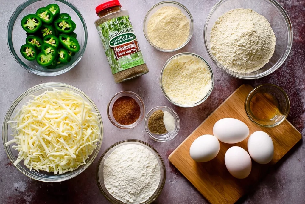 overhead view of rattlesnake bites ingredients arranged in glass bowls