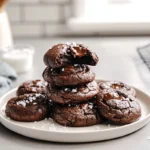 photorealistic salted brownie cookies hero shot in modern kitchen