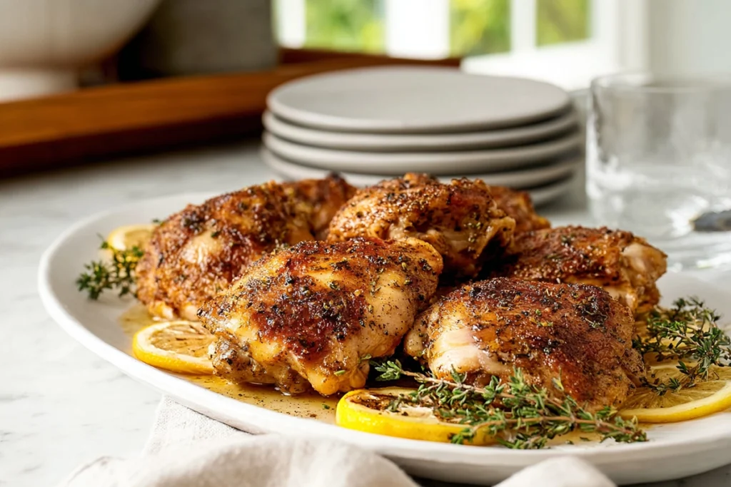 serving oven baked chicken thighs final shot