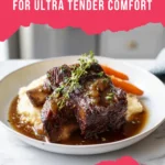 pinterest graphic featuring slow cooker short ribs recipe