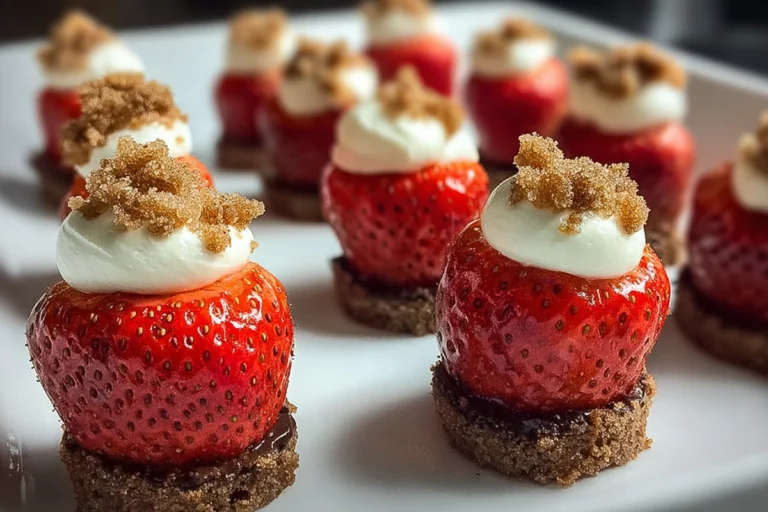 photorealistic strawberry cheesecake bites on modern kitchen counter