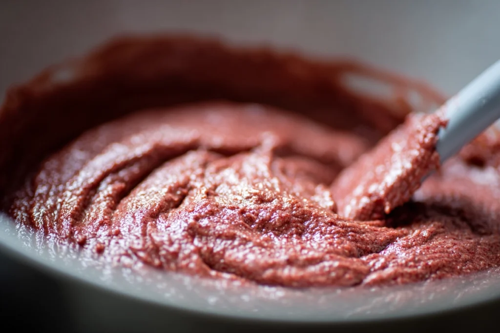 whipped cream cheese frosting for strawberry shortcake brownies in glass bowl