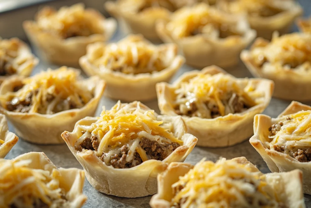 Taco Ranch Bites That Never Fail at Parties (Easy & Addictive) 9 Filling phyllo shells with Taco Ranch Bites mixture