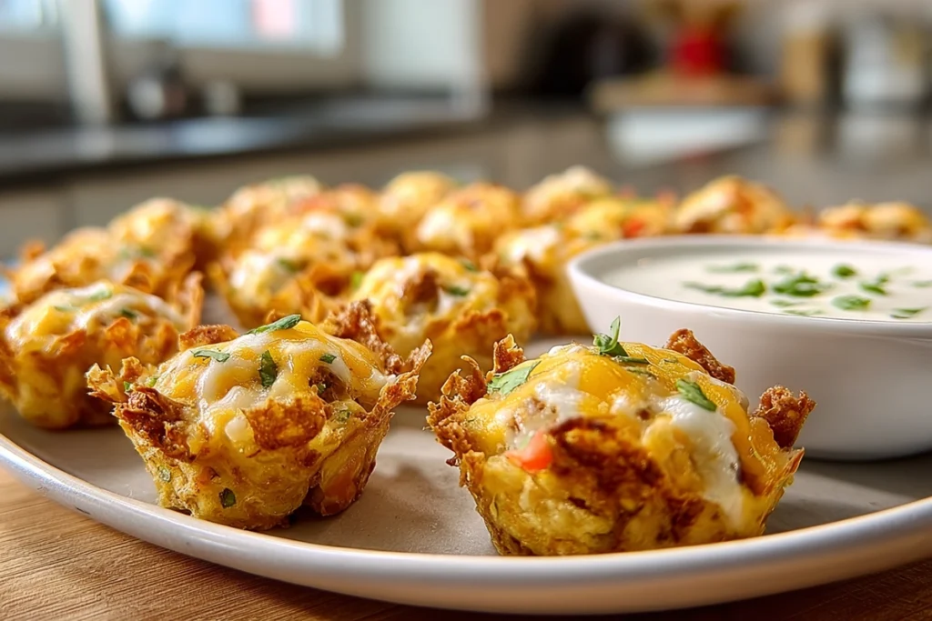 Taco Ranch Bites That Never Fail at Parties (Easy & Addictive) 10 Taco Ranch Bites served with ranch dip on modern platter